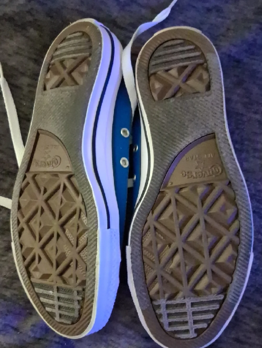 Blue Low-Top Canvas Sneakers with White Laces - Picture 2 of 5